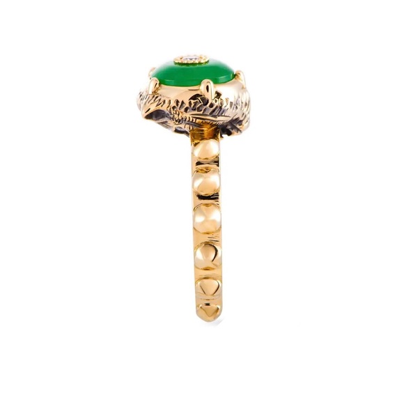 GUCCI Le Marches Des Merveilles 18K Yellow Gold, Jade And Diamond Ring - Picture 7 of 15